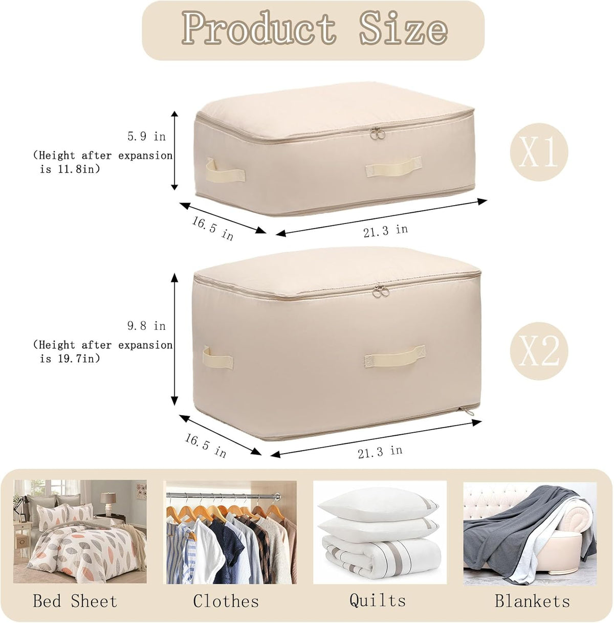 3 PCS Ultra Space Saving Self Compression Organizer, 2025 NEW Comforter Storage Bags, Heavy Duty Moving Bags, Washable Compression Bags for Storage Comforter Blanket, Clothes,Closet, Bedding