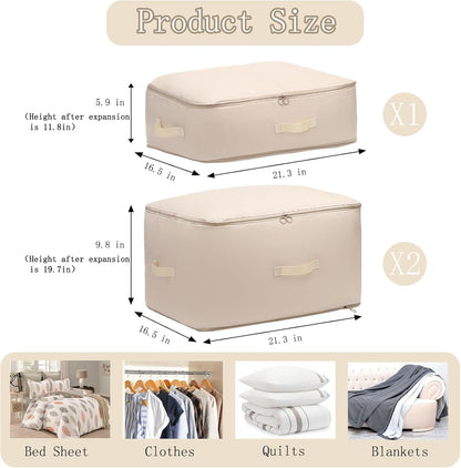 3 PCS Ultra Space Saving Self Compression Organizer, 2025 NEW Comforter Storage Bags, Heavy Duty Moving Bags, Washable Compression Bags for Storage Comforter Blanket, Clothes,Closet, Bedding