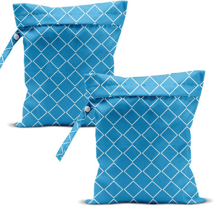 Swimsuit Bag Wet Bags for Travel Reusable Waterproof Bags Blue Checkered Wet Bag for Swimsuit Towels Beach Gym 10.2×12.6 Inches