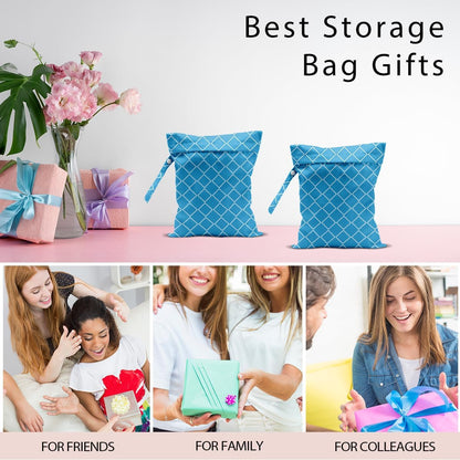 Swimsuit Bag Wet Bags for Travel Reusable Waterproof Bags Blue Checkered Wet Bag for Swimsuit Towels Beach Gym 10.2×12.6 Inches
