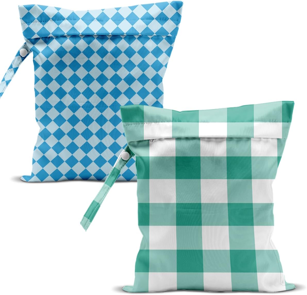 Swimsuit Bag Wet Bags for Travel Reusable Waterproof Bags Blue Checkered Wet Bag for Swimsuit Towels Beach Gym 10.2×12.6 Inches