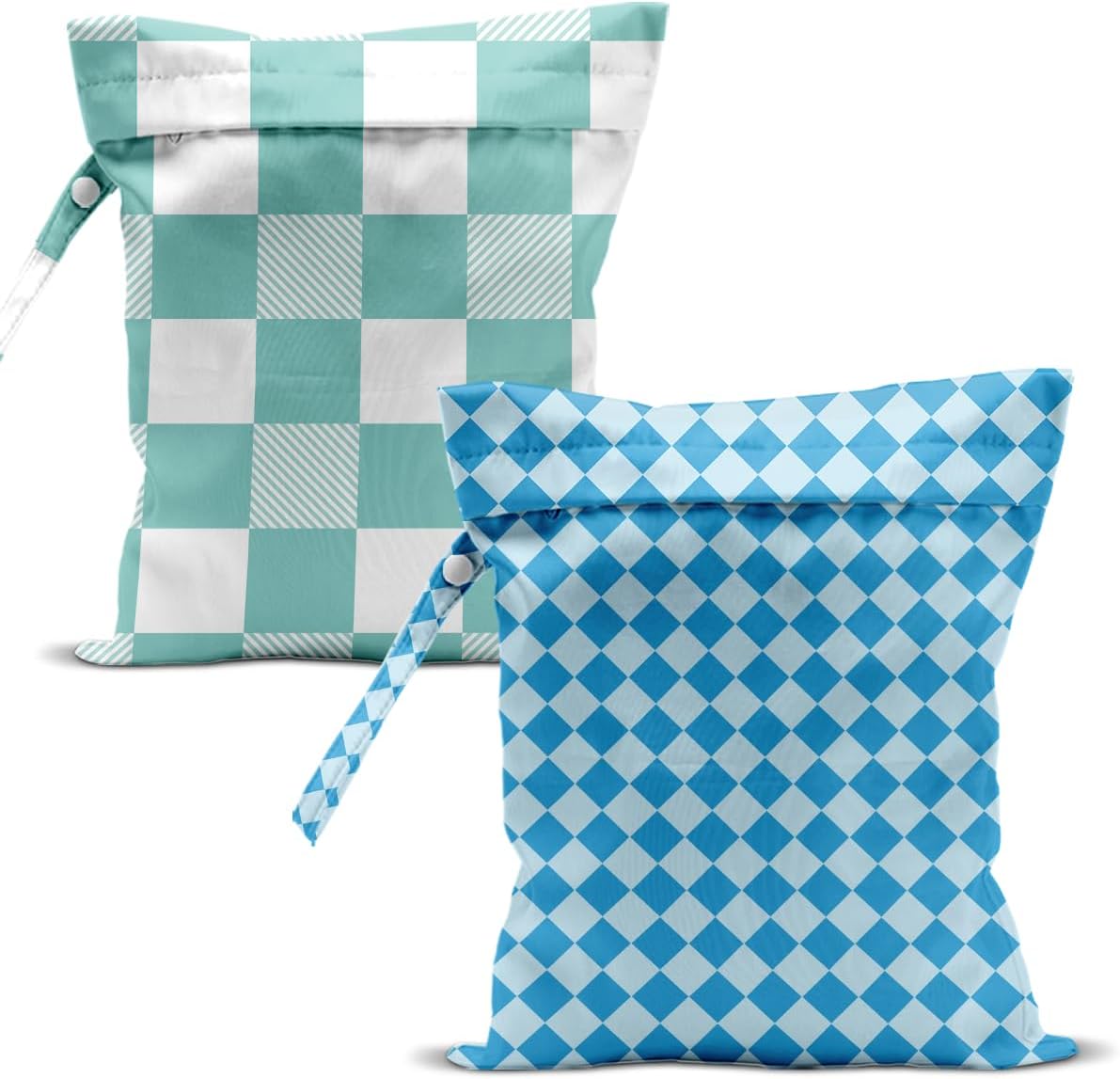 Swimsuit Bag Wet Bags for Travel Reusable Waterproof Bags Blue Checkered Wet Bag for Swimsuit Towels Beach Gym 10.2×12.6 Inches