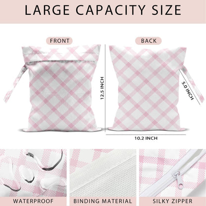 Swimsuit Bag Wet Bags for Travel Reusable Waterproof Bags Blue Checkered Wet Bag for Swimsuit Towels Beach Gym 10.2×12.6 Inches