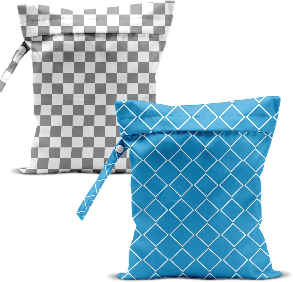 Swimsuit Bag Wet Bags for Travel Reusable Waterproof Bags Blue Checkered Wet Bag for Swimsuit Towels Beach Gym 10.2×12.6 Inches