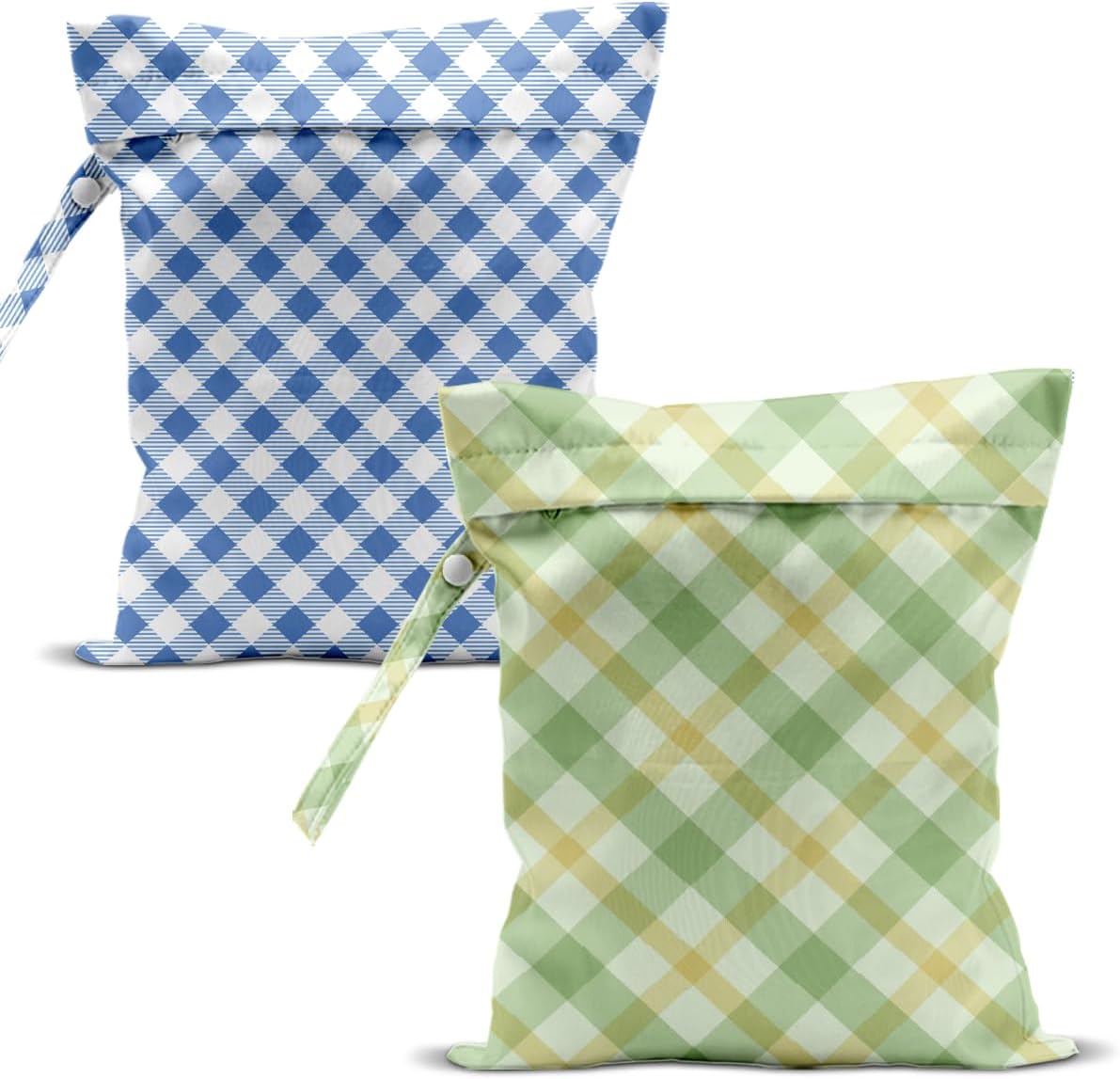 Swimsuit Bag Wet Bags for Travel Reusable Waterproof Bags Blue Checkered Wet Bag for Swimsuit Towels Beach Gym 10.2×12.6 Inches