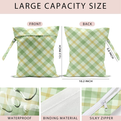 Swimsuit Bag Wet Bags for Travel Reusable Waterproof Bags Blue Checkered Wet Bag for Swimsuit Towels Beach Gym 10.2×12.6 Inches