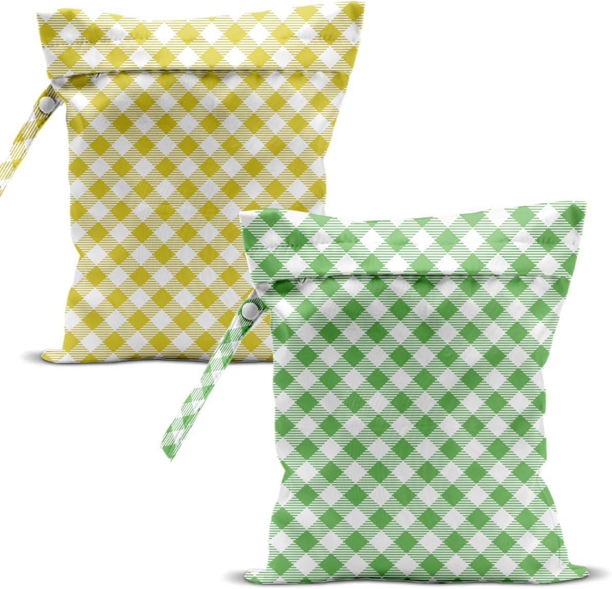 Swimsuit Bag Wet Bags for Travel Reusable Waterproof Bags Blue Checkered Wet Bag for Swimsuit Towels Beach Gym 10.2×12.6 Inches