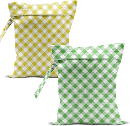 Swimsuit Bag Wet Bags for Travel Reusable Waterproof Bags Blue Checkered Wet Bag for Swimsuit Towels Beach Gym 10.2×12.6 Inches