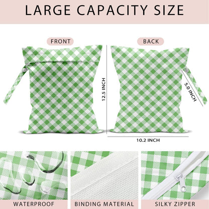 Swimsuit Bag Wet Bags for Travel Reusable Waterproof Bags Blue Checkered Wet Bag for Swimsuit Towels Beach Gym 10.2×12.6 Inches