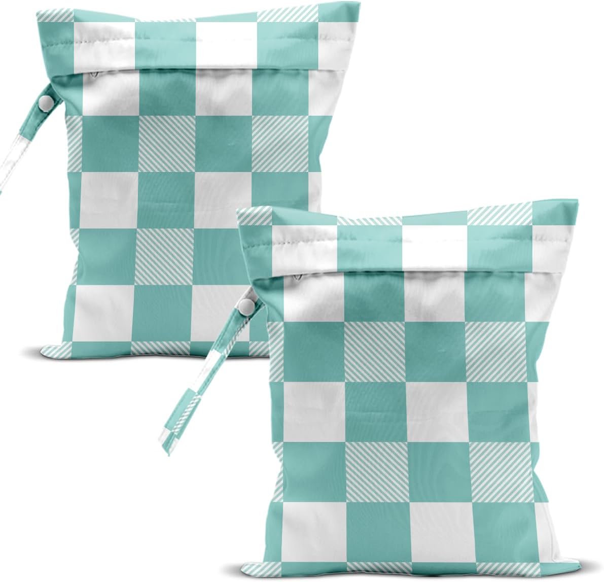 Swimsuit Bag Wet Bags for Travel Reusable Waterproof Bags Blue Checkered Wet Bag for Swimsuit Towels Beach Gym 10.2×12.6 Inches