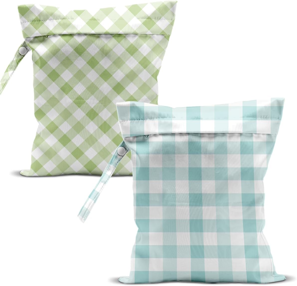 Swimsuit Bag Wet Bags for Travel Reusable Waterproof Bags Blue Checkered Wet Bag for Swimsuit Towels Beach Gym 10.2×12.6 Inches