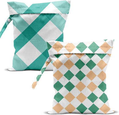 Swimsuit Bag Wet Bags for Travel Reusable Waterproof Bags Blue Checkered Wet Bag for Swimsuit Towels Beach Gym 10.2×12.6 Inches