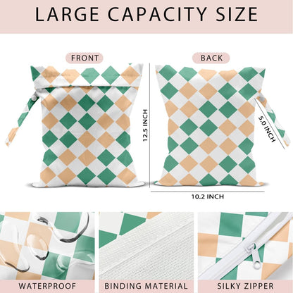 Swimsuit Bag Wet Bags for Travel Reusable Waterproof Bags Blue Checkered Wet Bag for Swimsuit Towels Beach Gym 10.2×12.6 Inches