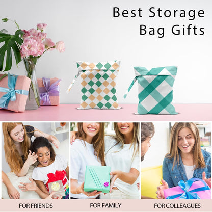 Swimsuit Bag Wet Bags for Travel Reusable Waterproof Bags Blue Checkered Wet Bag for Swimsuit Towels Beach Gym 10.2×12.6 Inches