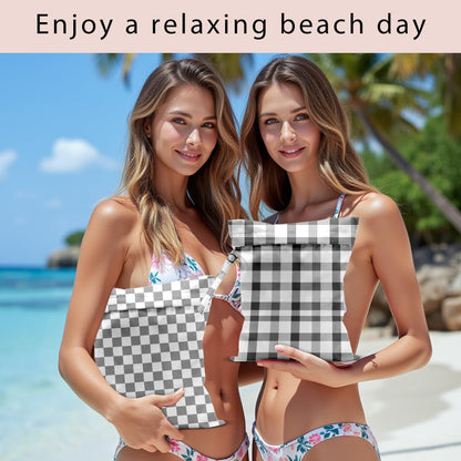 Swimsuit Bag Wet Bags for Travel Reusable Waterproof Bags Blue Checkered Wet Bag for Swimsuit Towels Beach Gym 10.2×12.6 Inches