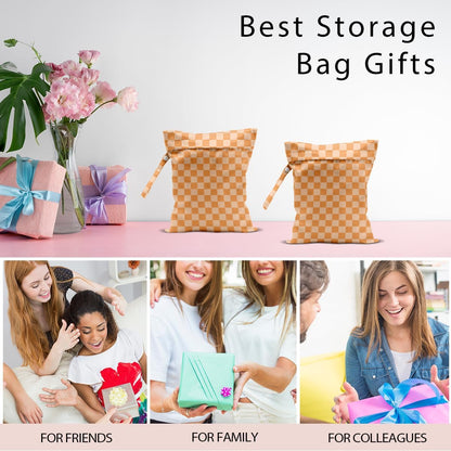 Swimsuit Bag Wet Bags for Travel Reusable Waterproof Bags Blue Checkered Wet Bag for Swimsuit Towels Beach Gym 10.2×12.6 Inches