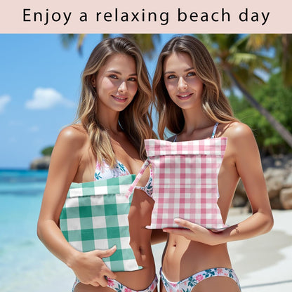 Swimsuit Bag Wet Bags for Travel Reusable Waterproof Bags Blue Checkered Wet Bag for Swimsuit Towels Beach Gym 10.2×12.6 Inches