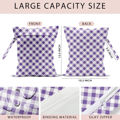 Swimsuit Bag Wet Bags for Travel Reusable Waterproof Bags Blue Checkered Wet Bag for Swimsuit Towels Beach Gym 10.2×12.6 Inches
