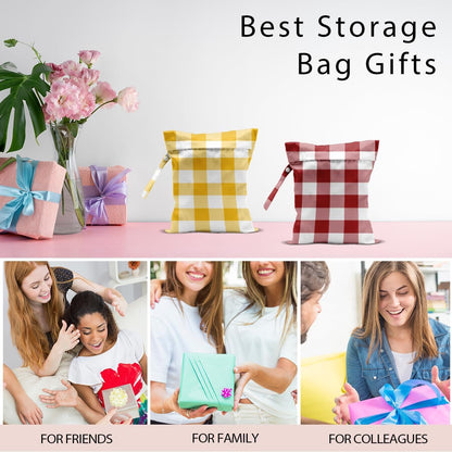 Swimsuit Bag Wet Bags for Travel Reusable Waterproof Bags Blue Checkered Wet Bag for Swimsuit Towels Beach Gym 10.2×12.6 Inches