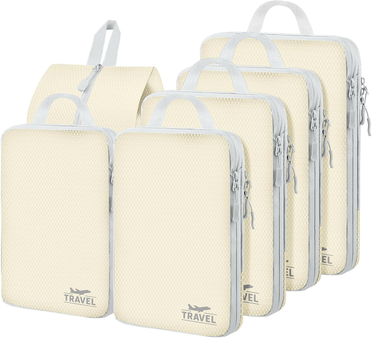 6 Set Compression Packing Cubes, Suitcase Organizer, Lightweight Travel Essentials, Compression Bags For Travel Accessories Luggage Storage Set (6Pcs, Blue)