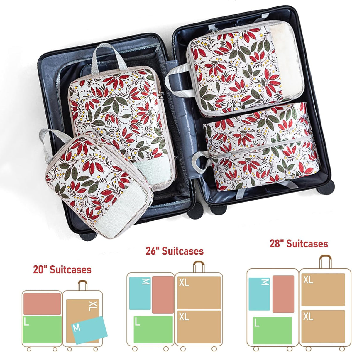 6 Set Compression Packing Cubes, Suitcase Organizer, Lightweight Travel Essentials, Compression Bags For Travel Accessories Luggage Storage Set (6Pcs, Blue)