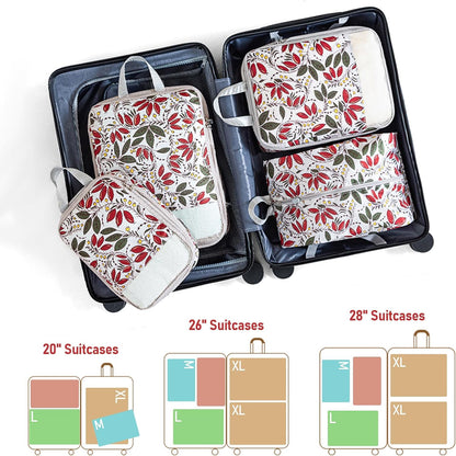6 Set Compression Packing Cubes, Suitcase Organizer, Lightweight Travel Essentials, Compression Bags For Travel Accessories Luggage Storage Set (6Pcs, Blue)