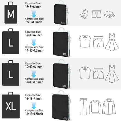 6 Set Compression Packing Cubes, Suitcase Organizer, Lightweight Travel Essentials, Compression Bags For Travel Accessories Luggage Storage Set (6Pcs, Blue)