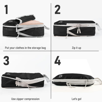 6 Set Compression Packing Cubes, Suitcase Organizer, Lightweight Travel Essentials, Compression Bags For Travel Accessories Luggage Storage Set (6Pcs, Blue)