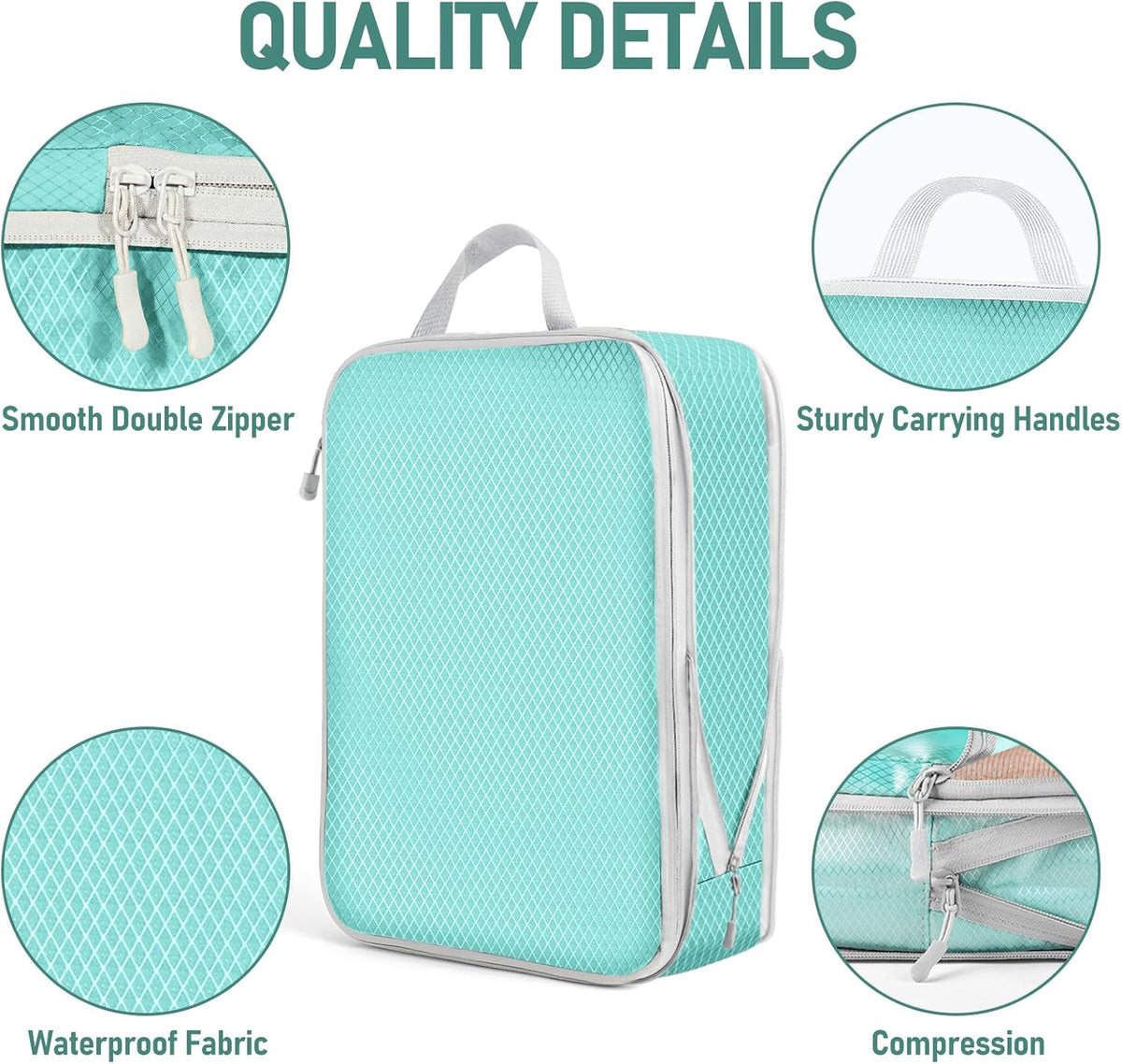 6 Set Compression Packing Cubes, Suitcase Organizer, Lightweight Travel Essentials, Compression Bags For Travel Accessories Luggage Storage Set (6Pcs, Blue)