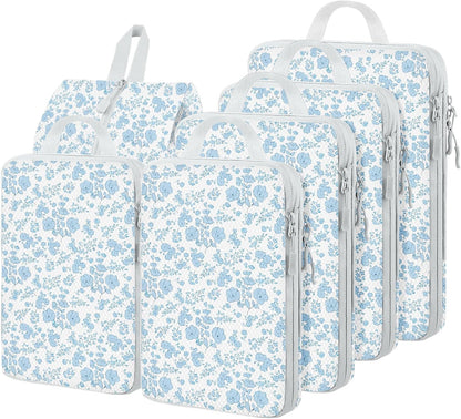 6 Set Compression Packing Cubes, Suitcase Organizer, Lightweight Travel Essentials, Compression Bags For Travel Accessories Luggage Storage Set (6Pcs, Blue)