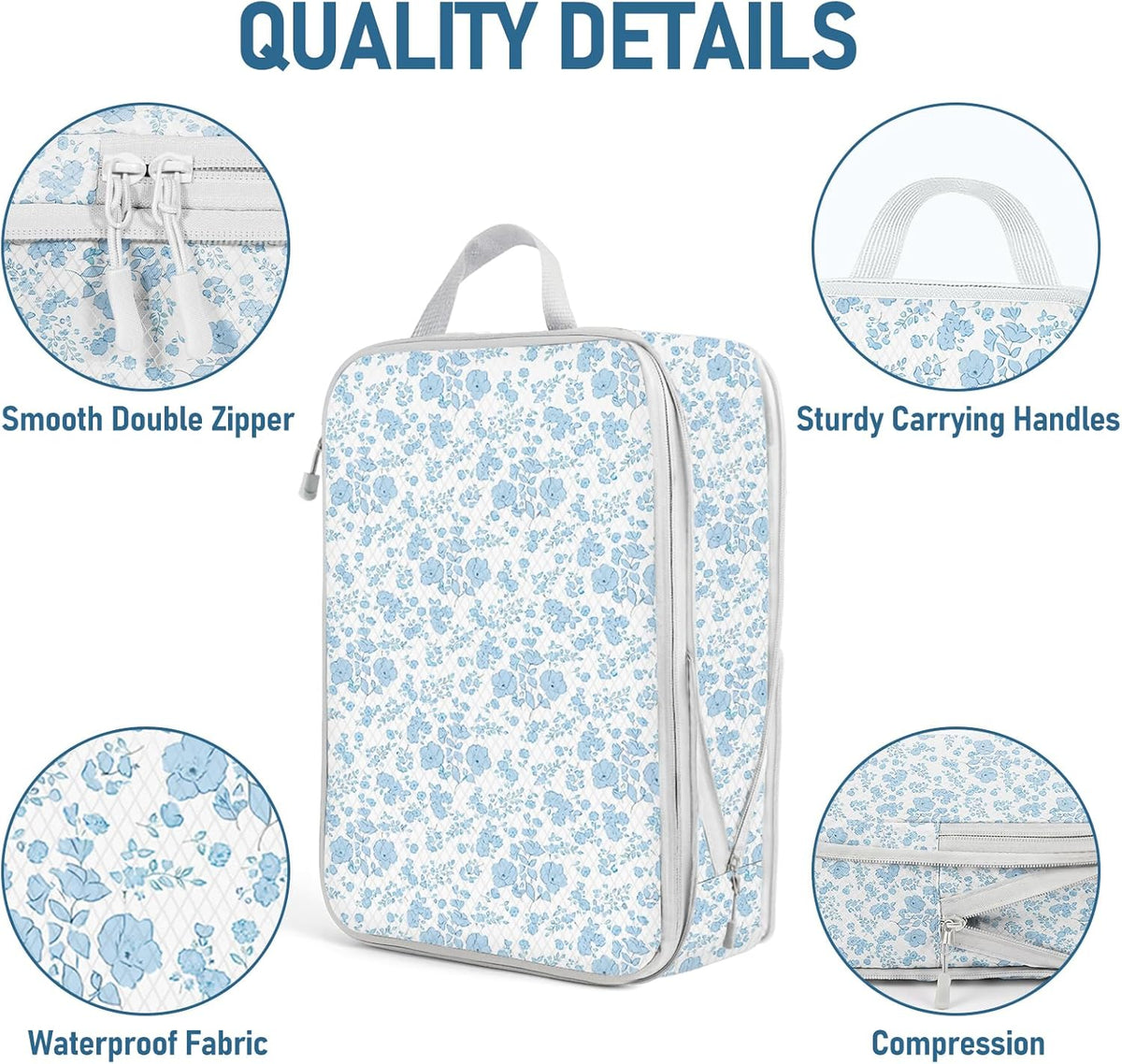 6 Set Compression Packing Cubes, Suitcase Organizer, Lightweight Travel Essentials, Compression Bags For Travel Accessories Luggage Storage Set (6Pcs, Blue)