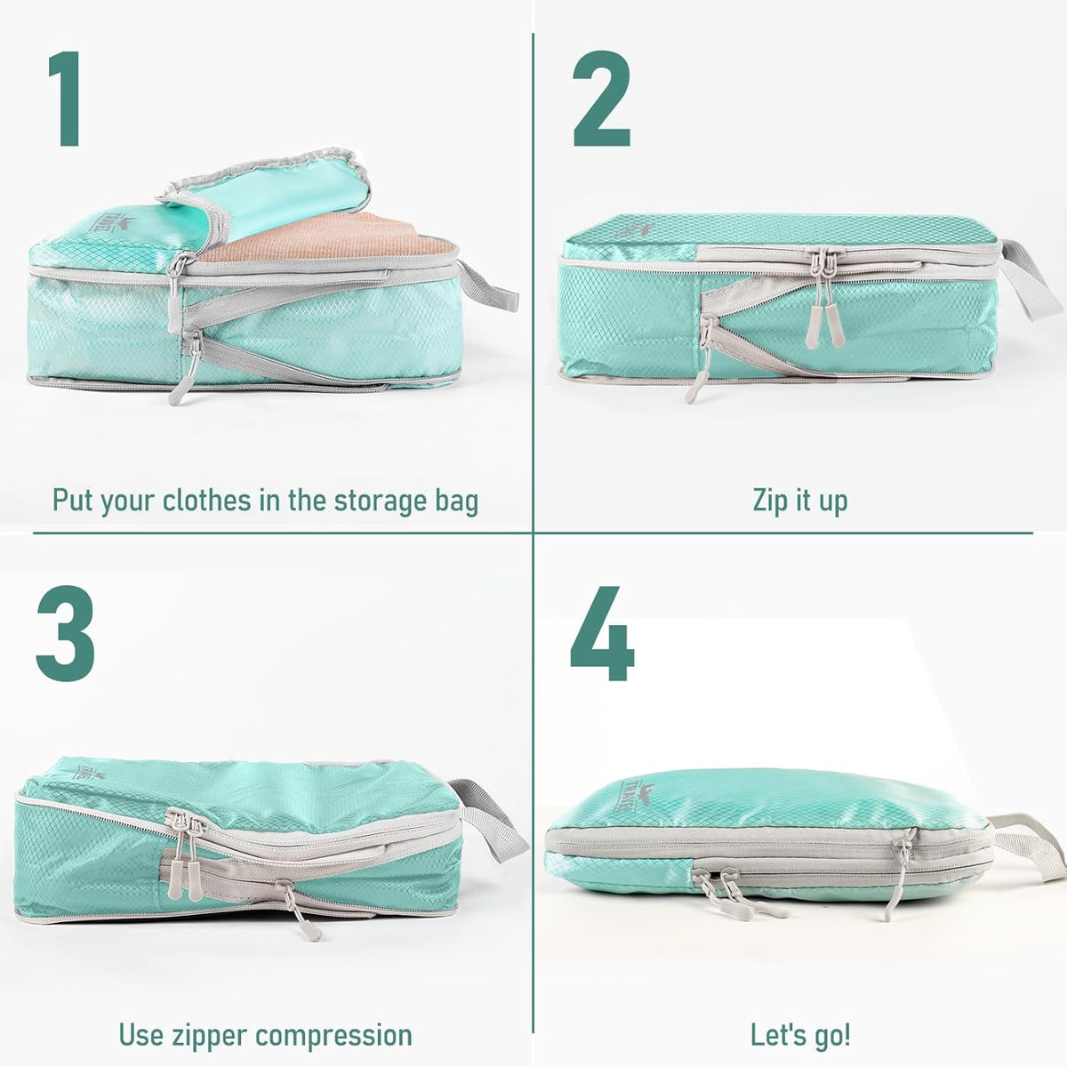 6 Set Compression Packing Cubes, Suitcase Organizer, Lightweight Travel Essentials, Compression Bags For Travel Accessories Luggage Storage Set (6Pcs, Blue)