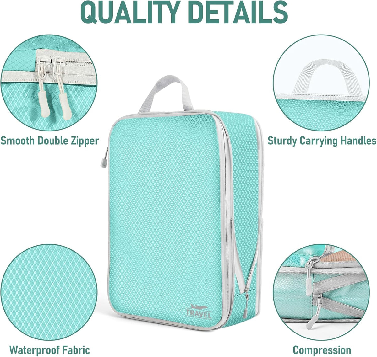 6 Set Compression Packing Cubes, Suitcase Organizer, Lightweight Travel Essentials, Compression Bags For Travel Accessories Luggage Storage Set (6Pcs, Blue)