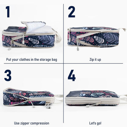 6 Set Compression Packing Cubes, Suitcase Organizer, Lightweight Travel Essentials, Compression Bags For Travel Accessories Luggage Storage Set (6Pcs, Blue)