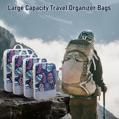 6 Set Compression Packing Cubes, Suitcase Organizer, Lightweight Travel Essentials, Compression Bags For Travel Accessories Luggage Storage Set (6Pcs, Blue)