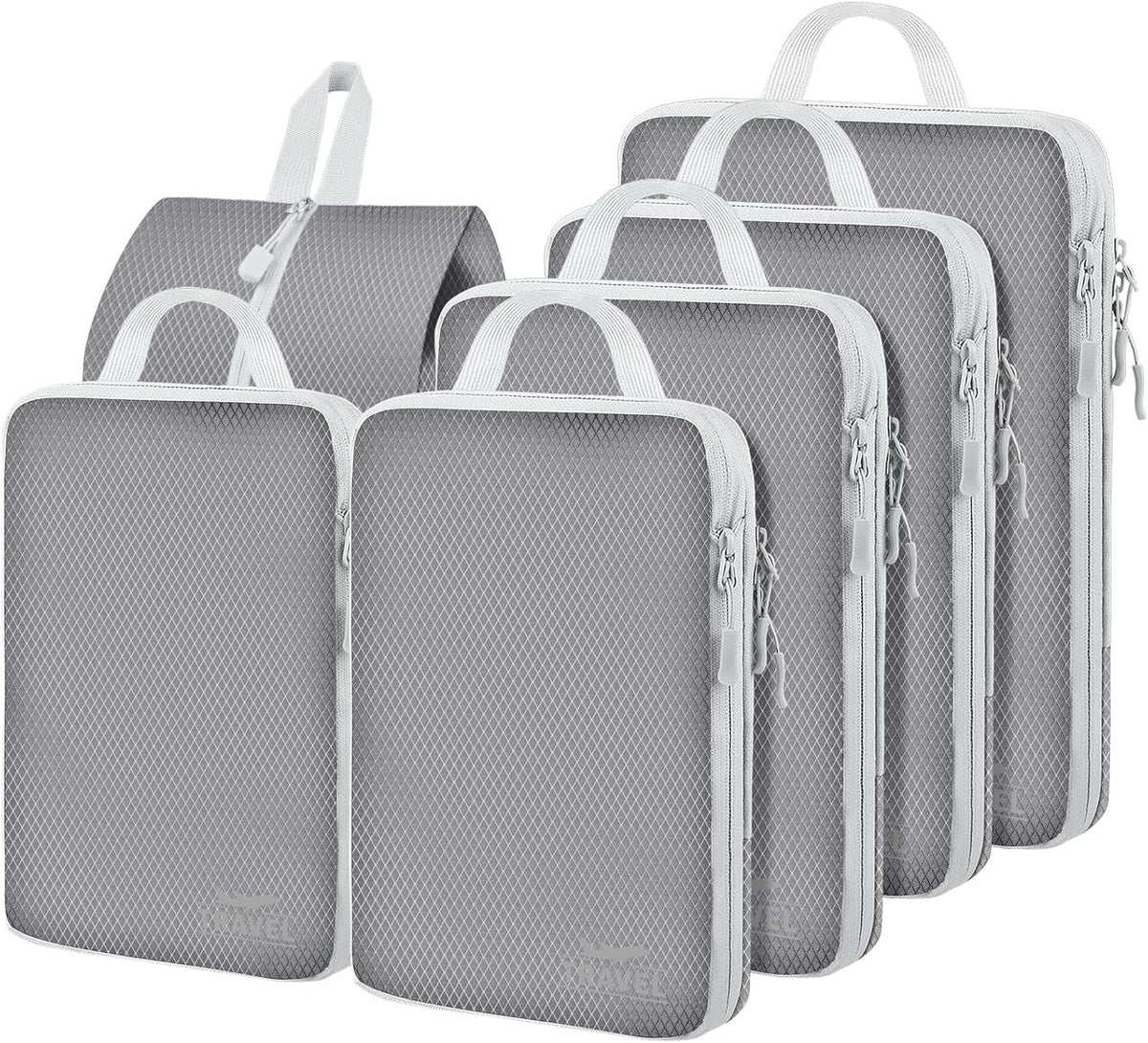 6 Set Compression Packing Cubes, Suitcase Organizer, Lightweight Travel Essentials, Compression Bags For Travel Accessories Luggage Storage Set (6Pcs, Blue)