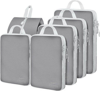6 Set Compression Packing Cubes, Suitcase Organizer, Lightweight Travel Essentials, Compression Bags For Travel Accessories Luggage Storage Set (6Pcs, Blue)