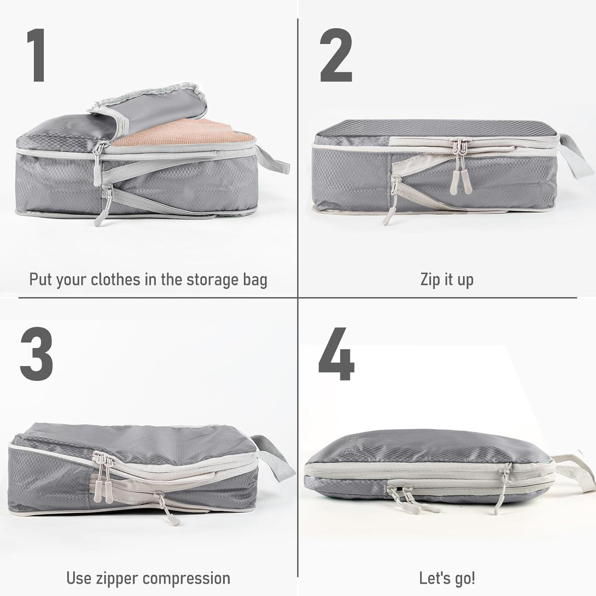 6 Set Compression Packing Cubes, Suitcase Organizer, Lightweight Travel Essentials, Compression Bags For Travel Accessories Luggage Storage Set (6Pcs, Blue)