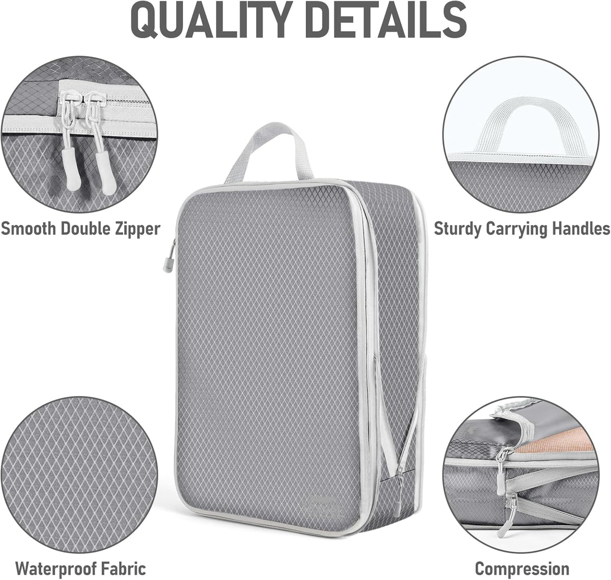 6 Set Compression Packing Cubes, Suitcase Organizer, Lightweight Travel Essentials, Compression Bags For Travel Accessories Luggage Storage Set (6Pcs, Blue)