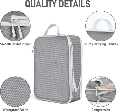6 Set Compression Packing Cubes, Suitcase Organizer, Lightweight Travel Essentials, Compression Bags For Travel Accessories Luggage Storage Set (6Pcs, Blue)