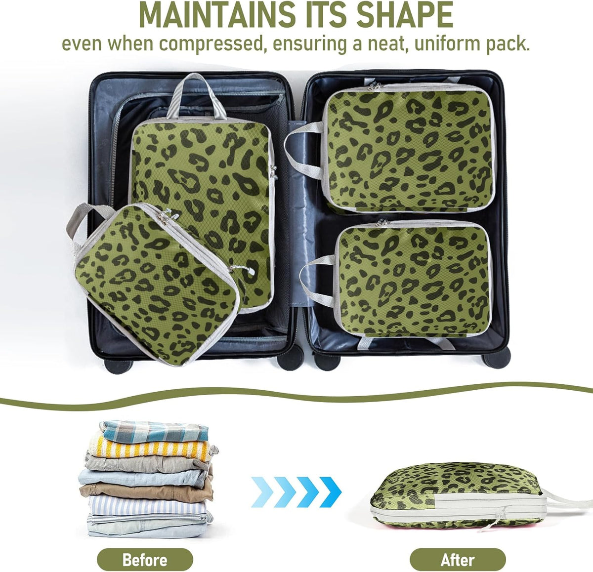 6 Set Compression Packing Cubes, Suitcase Organizer, Lightweight Travel Essentials, Compression Bags For Travel Accessories Luggage Storage Set (6Pcs, Blue)