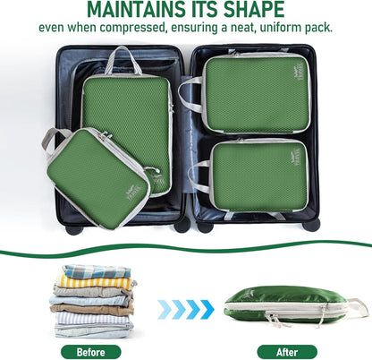 6 Set Compression Packing Cubes, Suitcase Organizer, Lightweight Travel Essentials, Compression Bags For Travel Accessories Luggage Storage Set (6Pcs, Blue)