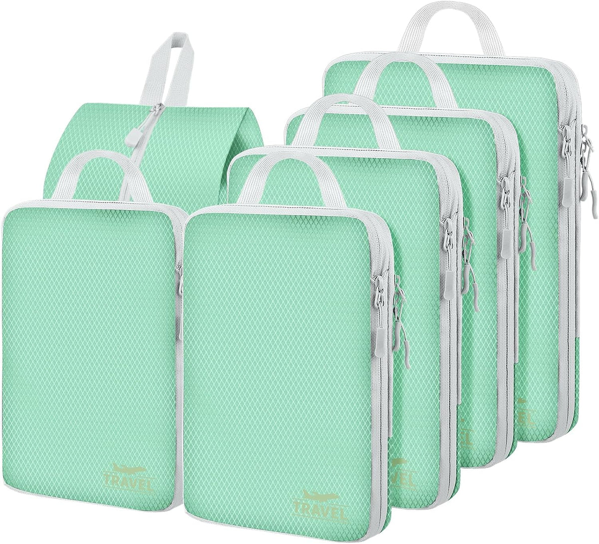 6 Set Compression Packing Cubes, Suitcase Organizer, Lightweight Travel Essentials, Compression Bags For Travel Accessories Luggage Storage Set (6Pcs, Blue)