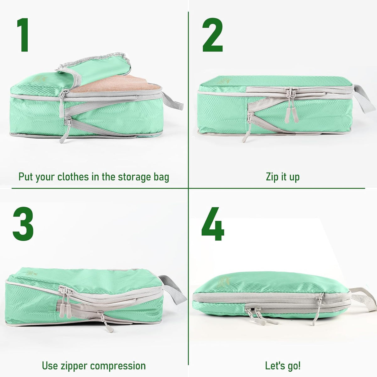 6 Set Compression Packing Cubes, Suitcase Organizer, Lightweight Travel Essentials, Compression Bags For Travel Accessories Luggage Storage Set (6Pcs, Blue)