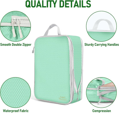 6 Set Compression Packing Cubes, Suitcase Organizer, Lightweight Travel Essentials, Compression Bags For Travel Accessories Luggage Storage Set (6Pcs, Blue)