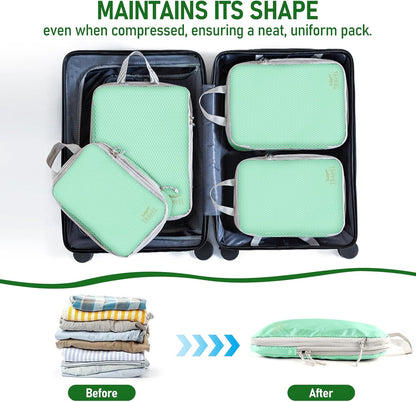 6 Set Compression Packing Cubes, Suitcase Organizer, Lightweight Travel Essentials, Compression Bags For Travel Accessories Luggage Storage Set (6Pcs, Blue)