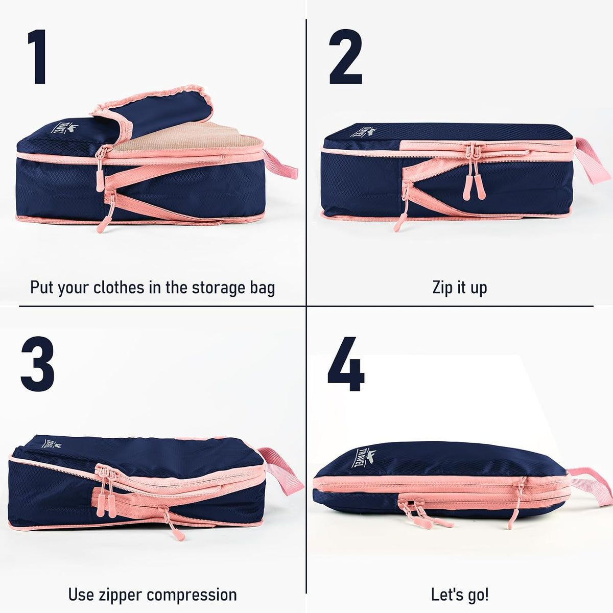 6 Set Compression Packing Cubes, Suitcase Organizer, Lightweight Travel Essentials, Compression Bags For Travel Accessories Luggage Storage Set (6Pcs, Blue)
