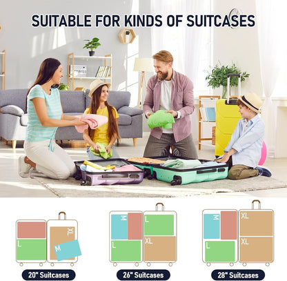 6 Set Compression Packing Cubes, Suitcase Organizer, Lightweight Travel Essentials, Compression Bags For Travel Accessories Luggage Storage Set (6Pcs, Blue)