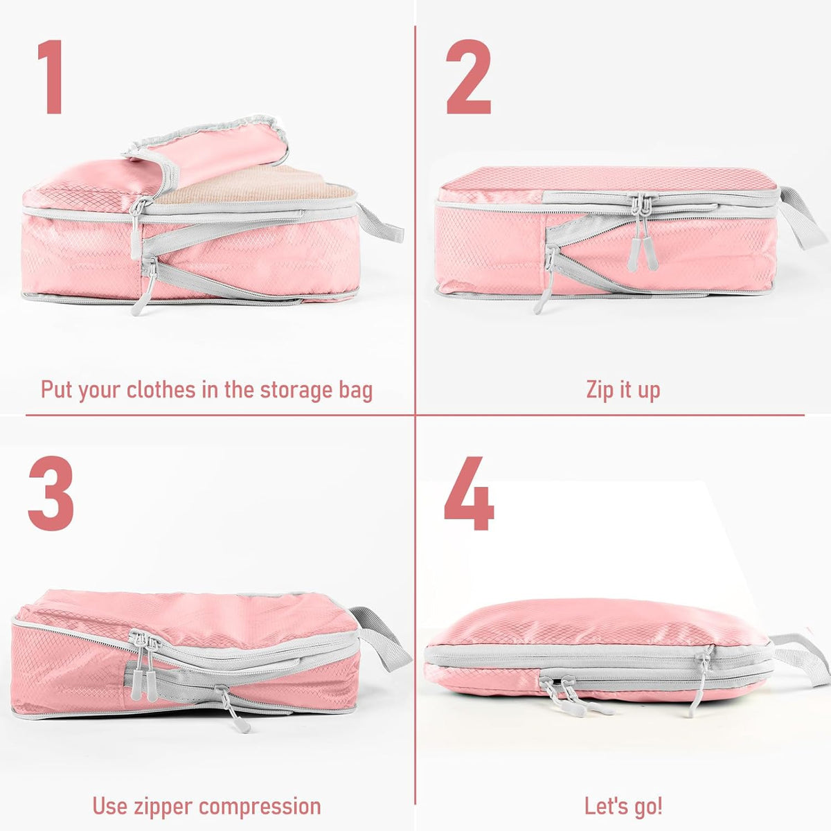 6 Set Compression Packing Cubes, Suitcase Organizer, Lightweight Travel Essentials, Compression Bags For Travel Accessories Luggage Storage Set (6Pcs, Blue)