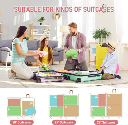 6 Set Compression Packing Cubes, Suitcase Organizer, Lightweight Travel Essentials, Compression Bags For Travel Accessories Luggage Storage Set (6Pcs, Blue)
